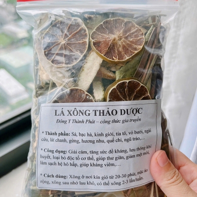 Lá xông thảo dược giúp giải cảm, tăng sức đề kháng, thư giãn, lưu thông khí huyết